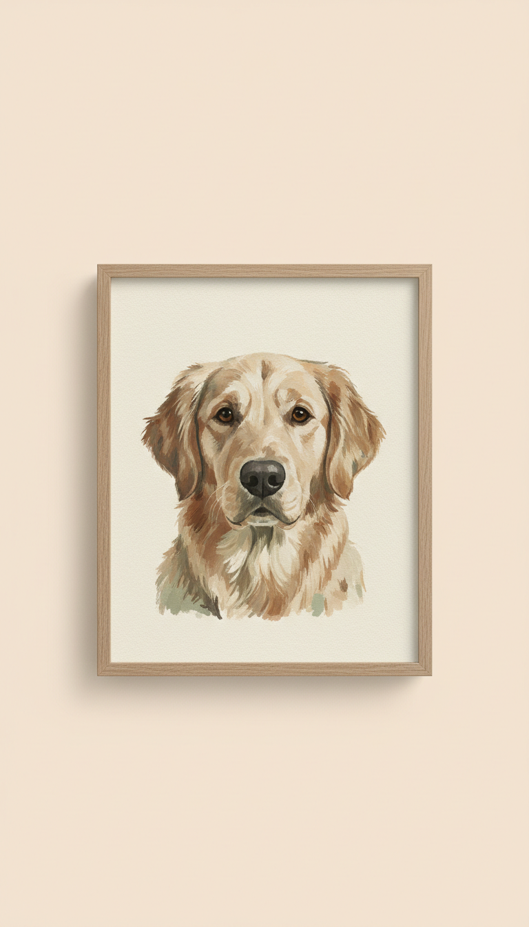 Pet Portrait Art Print on Textured Paper – A3